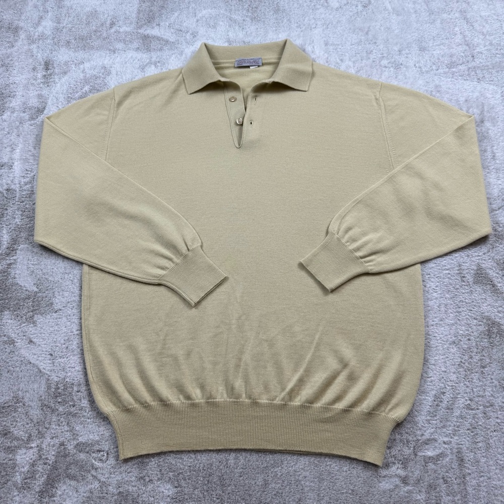 Piattelli Roma New York knit polo sweater men’s size V1-XL beige made in Italy